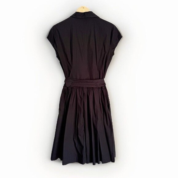 Norma Kamali Women Cap-Sleeve Poplin Pleated Shirt-Dress Size L Preppy Grunge - Picture 11 of 11